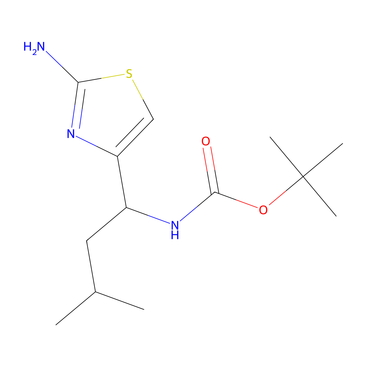 tert-butylN-[(1S)-1-(2-amino-1,3-thiazol-4-yl)-3-methylbutyl]carbamate molecular structure, CAS 115894-54-7