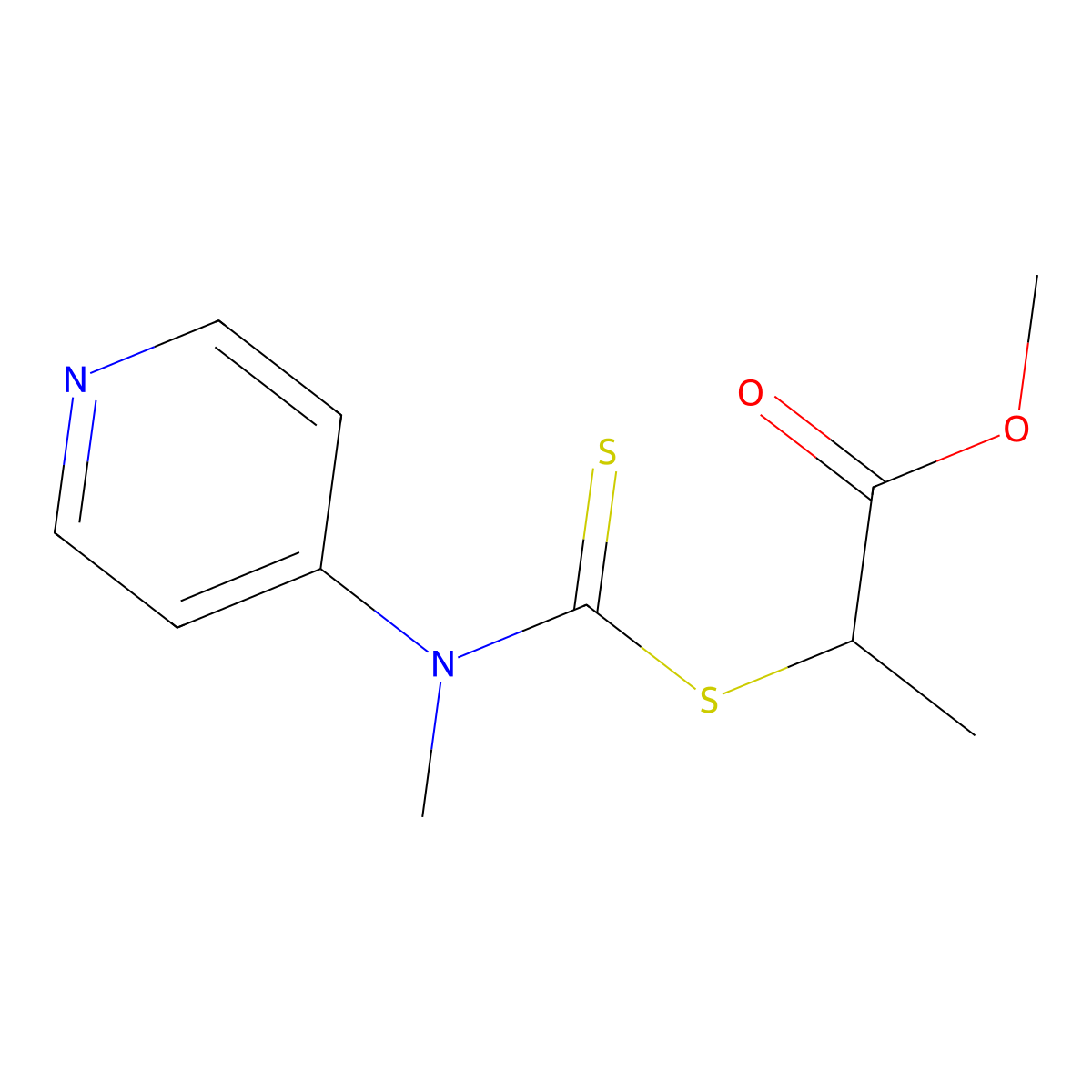 Methyl 2-{[methyl(pyridin-4-yl)carbamothioyl]sulfanyl}propanoate molecular structure, CAS 1158958-92-9