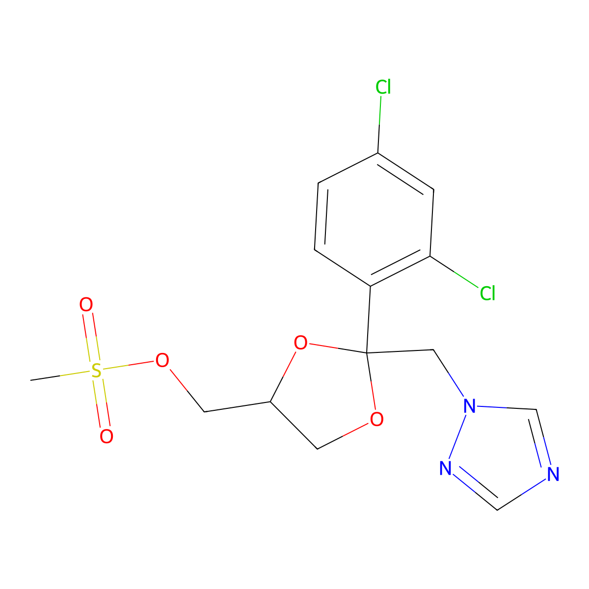 [2-(2,4-Dichlorophenyl)-2-(1,2,4-triazol-1-ylmethyl)-1,3-dioxolan-4-yl]methyl methanesulfonate molecular structure, CAS 115897-54-6