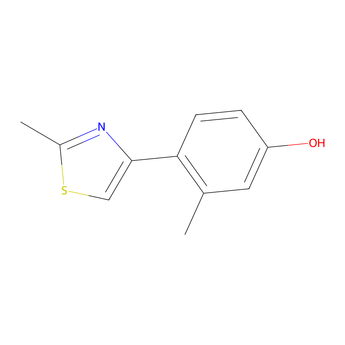 3-Methyl-4-(2-methyl-4-thiazolyl)phenol molecular structure, CAS 1158976-94-3