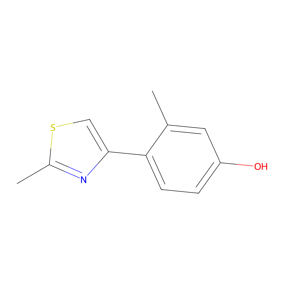 3-Methyl-4-(2-methyl-4-thiazolyl)phenol molecular structure, CAS 1158976-94-3