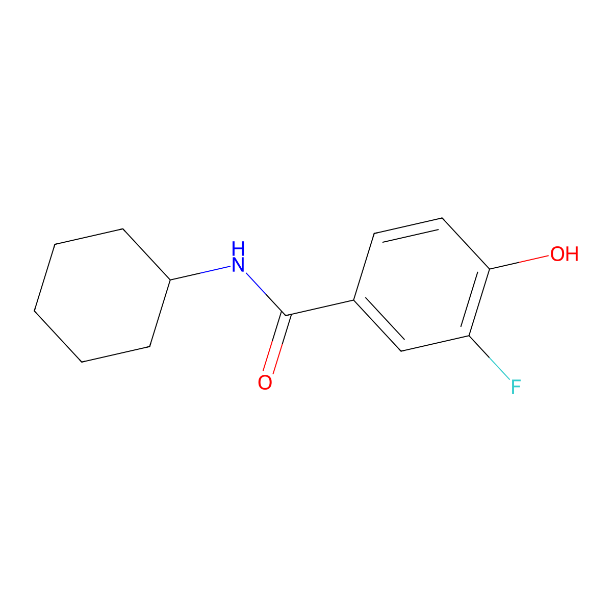 N-cyclohexyl-3-fluoro-4-hydroxybenzamide molecular structure, CAS 1158977-04-8