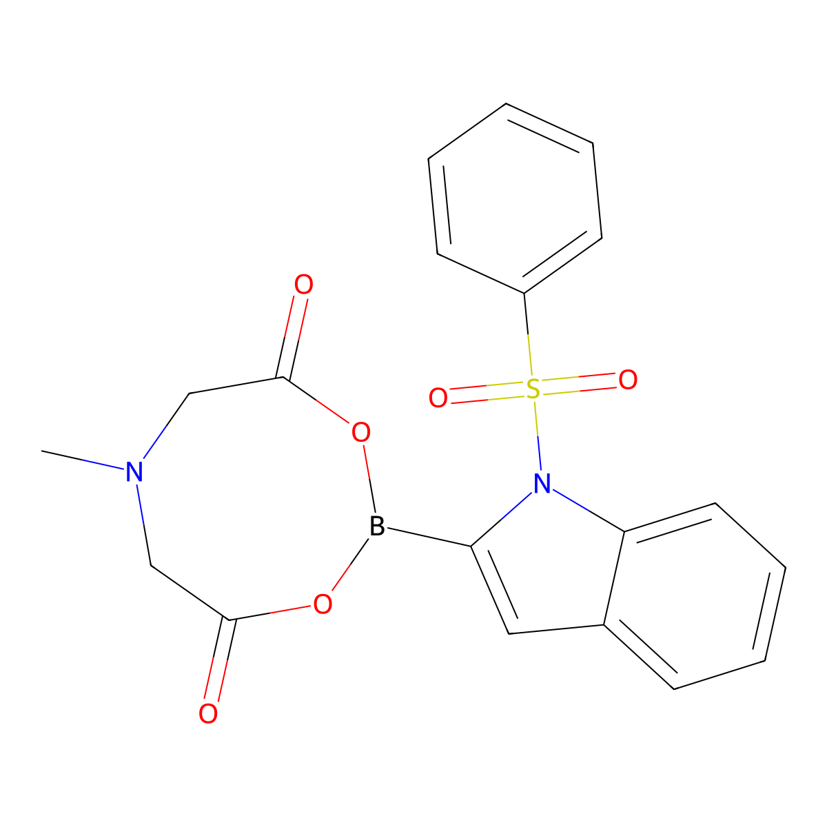 2-[1-(Benzenesulfonyl)-1H-indol-2-yl]-6-methyl-1,3,6,2-dioxazaborocane-4,8-dione molecular structure, CAS 1158984-95-2