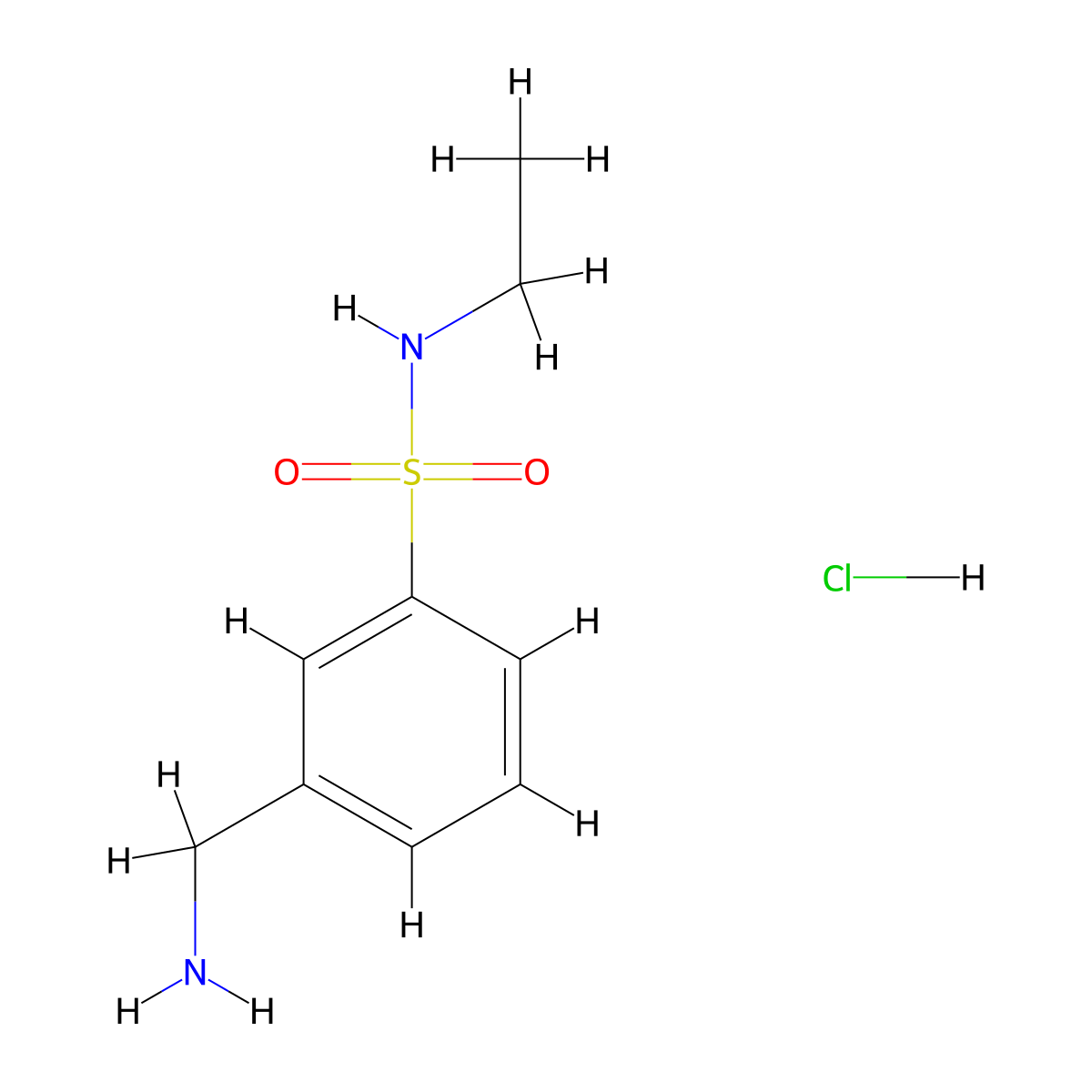 3-(aminomethyl)-N-ethylbenzene-1-sulfonamide hydrochloride molecular structure, CAS 1158998-59-4