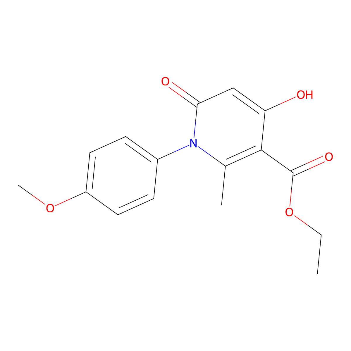 1,6-Dihydro-4-hydroxy-1-(4-methoxyphenyl)-2-methyl-6-(oxo)nicotinic acid ethyl ester molecular structure, CAS 1159-49-5