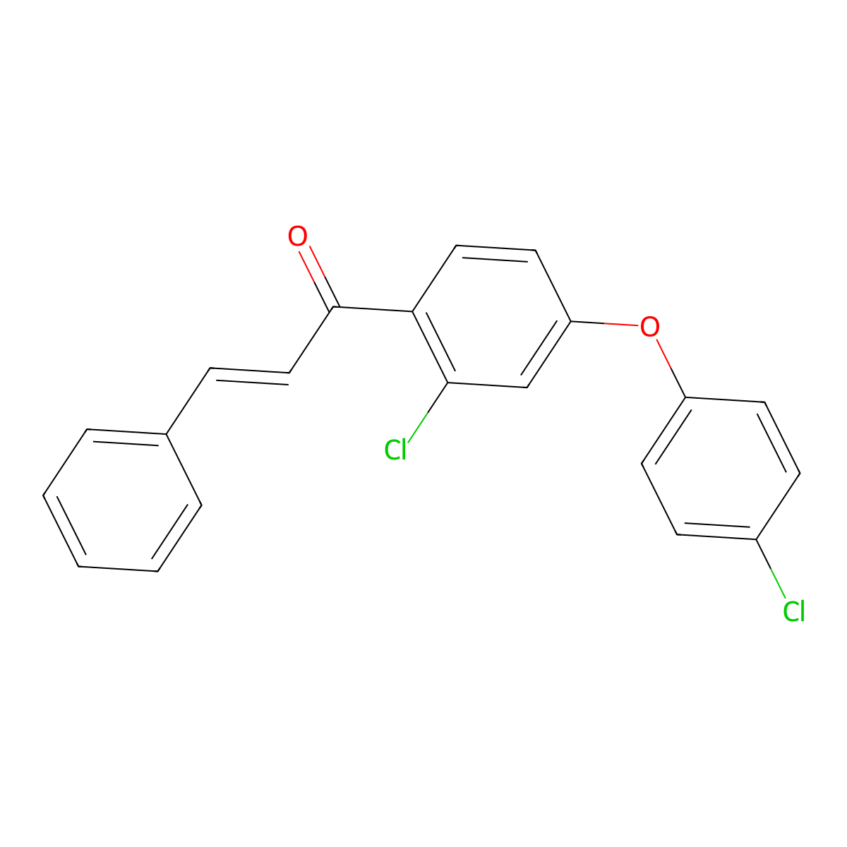 (2E)-1-[2-chloro-4-(4-chlorophenoxy)phenyl]-3-phenylprop-2-en-1-one molecular structure, CAS 1159001-36-1