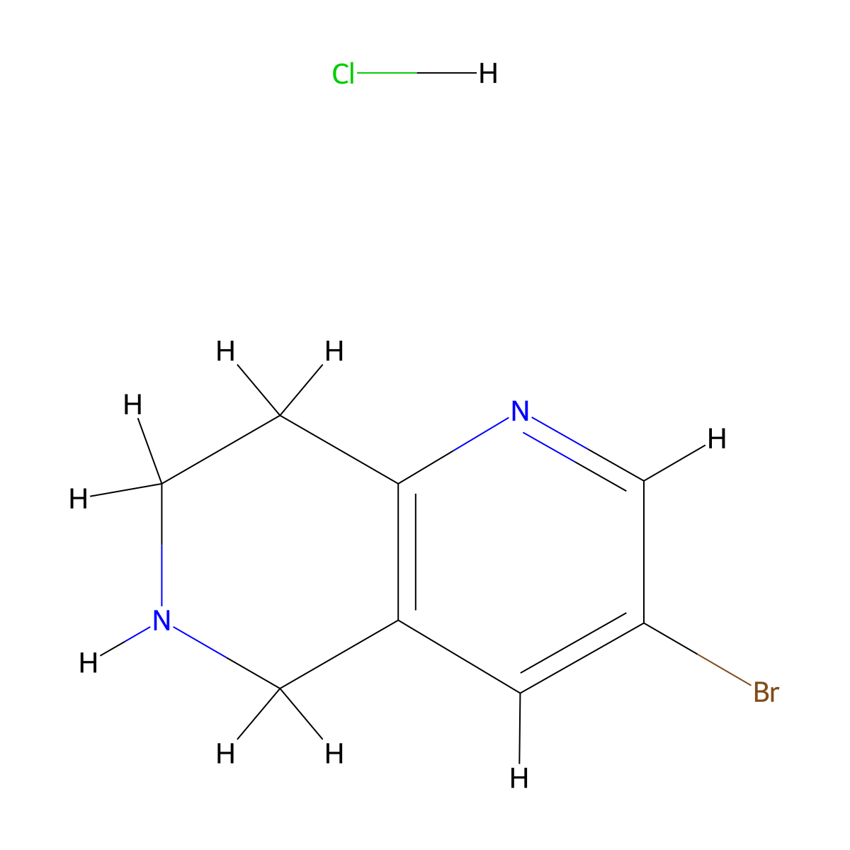 3-Bromo-5,6,7,8-Tetrahydro-1,6-Naphthyridine Hydrochloride molecular structure, CAS 1159010-96-4
