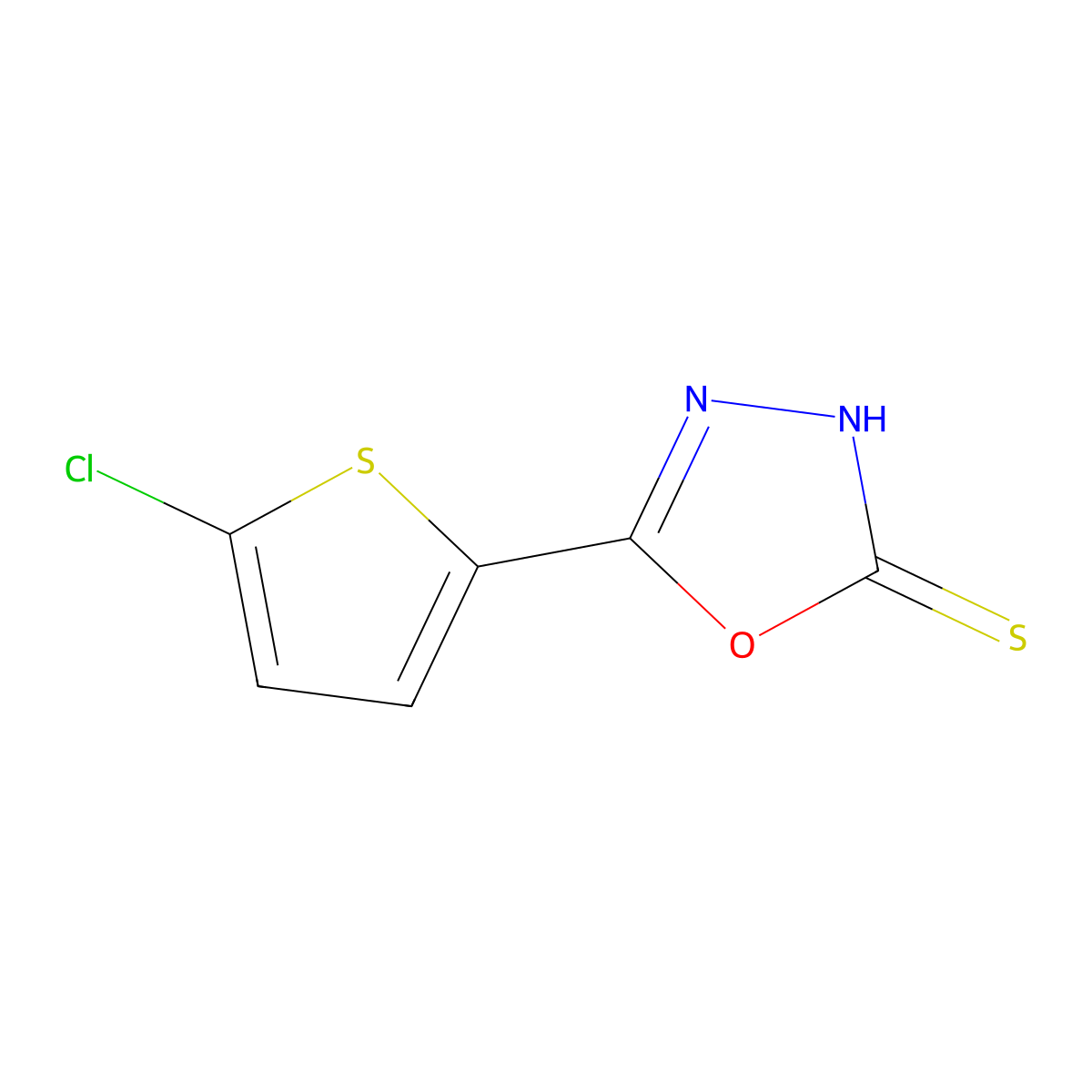 5-(5-Chlorothiophen-2-yl)-1,3,4-oxadiazole-2(3H)-thione molecular structure, CAS 115903-57-6