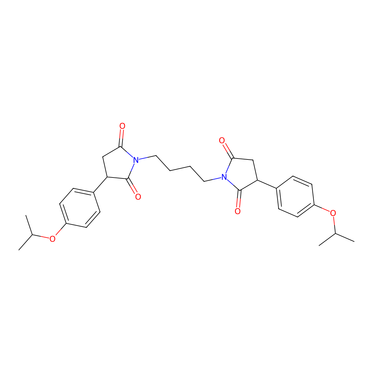 2,5-Pyrrolidinedione, 1,1'-(1,4-butanediyl)bis(3-(4-(1-methylethoxy)phenyl)- molecular structure, CAS 115906-26-8