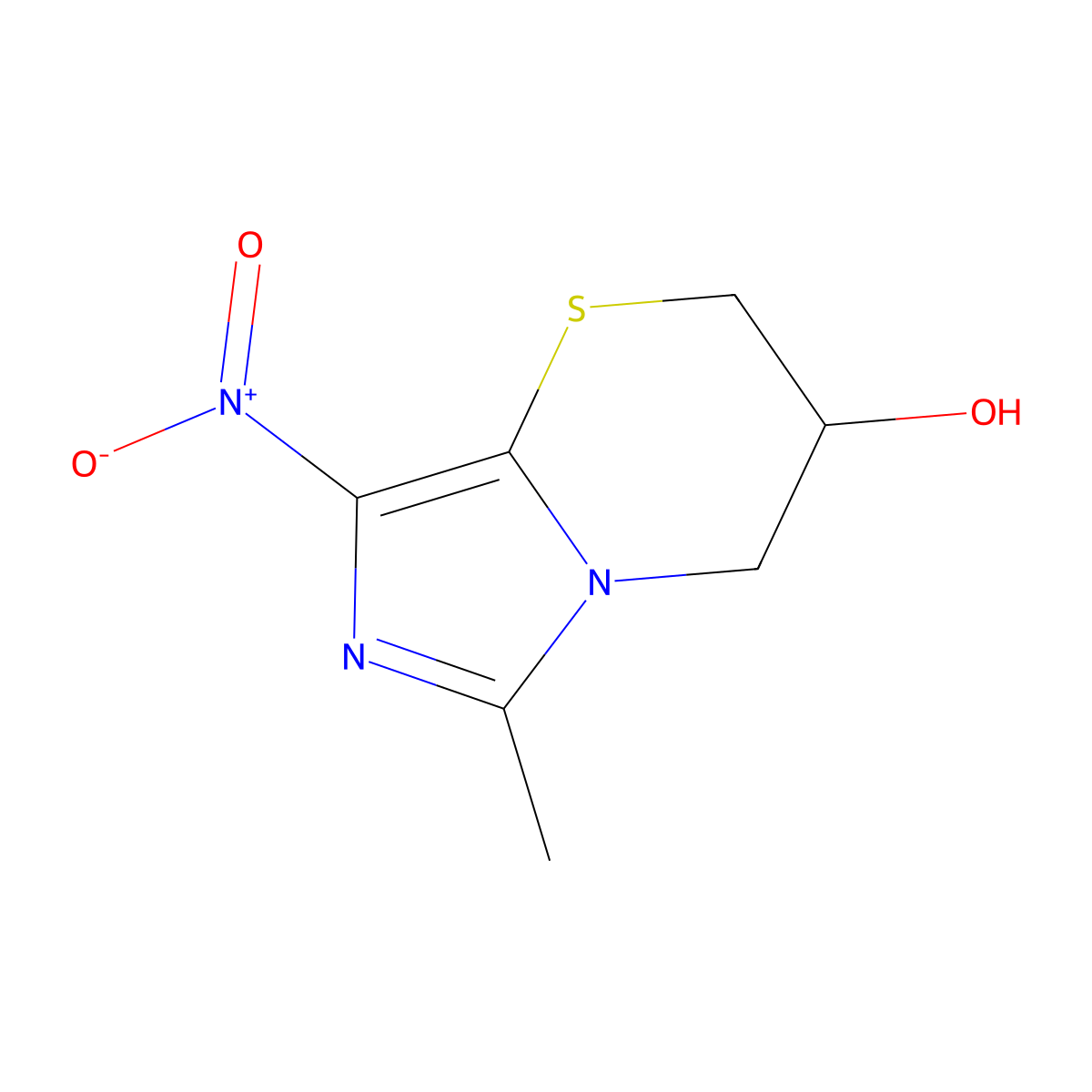 2H-Imidazo(5,1-b)(1,3)thiazin-3-ol, 3,4-dihydro-6-methyl-8-nitro- molecular structure, CAS 115906-56-4