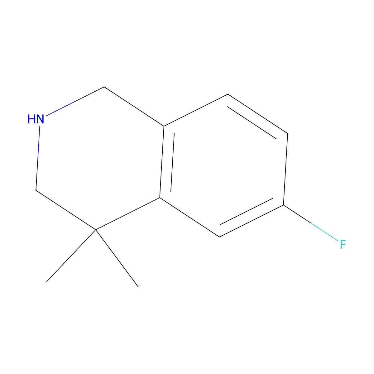 6-Fluoro-4,4-dimethyl-1,2,3,4-tetrahydroisoquinoline molecular structure, CAS 1159095-32-5