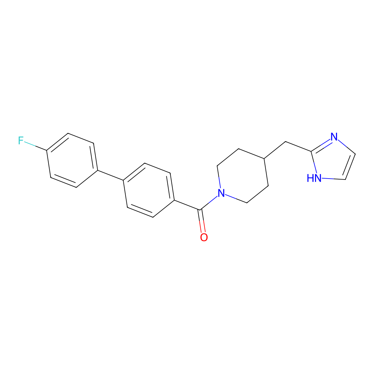 (4-((1H-imidazol-2-yl)methyl)piperidin-1-yl)(4'-fluoro-[1,1'-biphenyl]-4-yl)methanone molecular structure, CAS 1159096-95-3