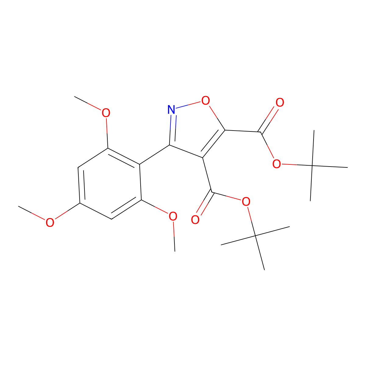 Di(tert-butyl) 3-(2,4,6-trimethoxyphenyl)isoxazole-4,5-dicarboxylate molecular structure, CAS 115914-41-5