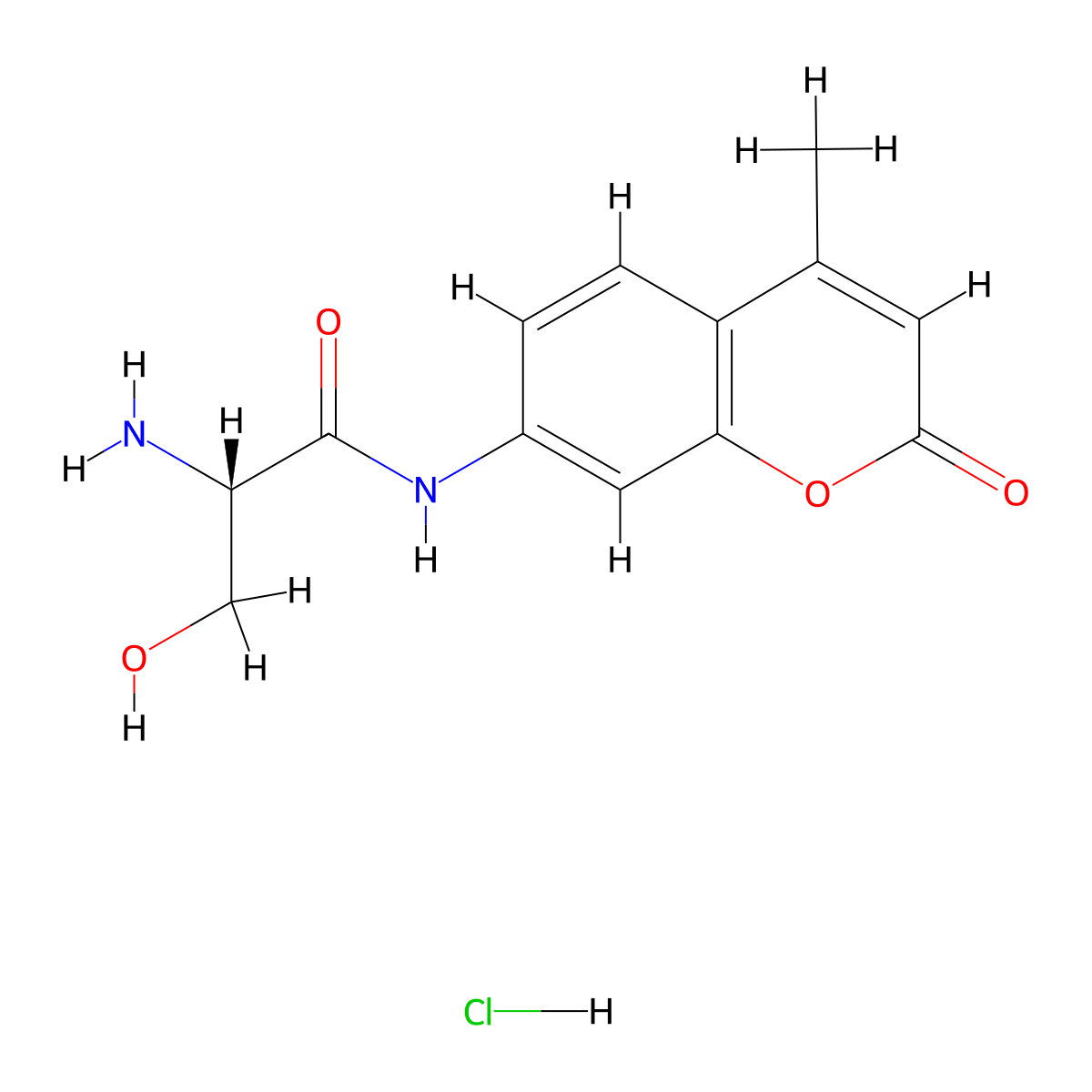 (2S)-2-amino-3-hydroxy-N-(4-methyl-2-oxochromen-7-yl)propanamide;hydrochloride molecular structure, CAS 115918-60-0