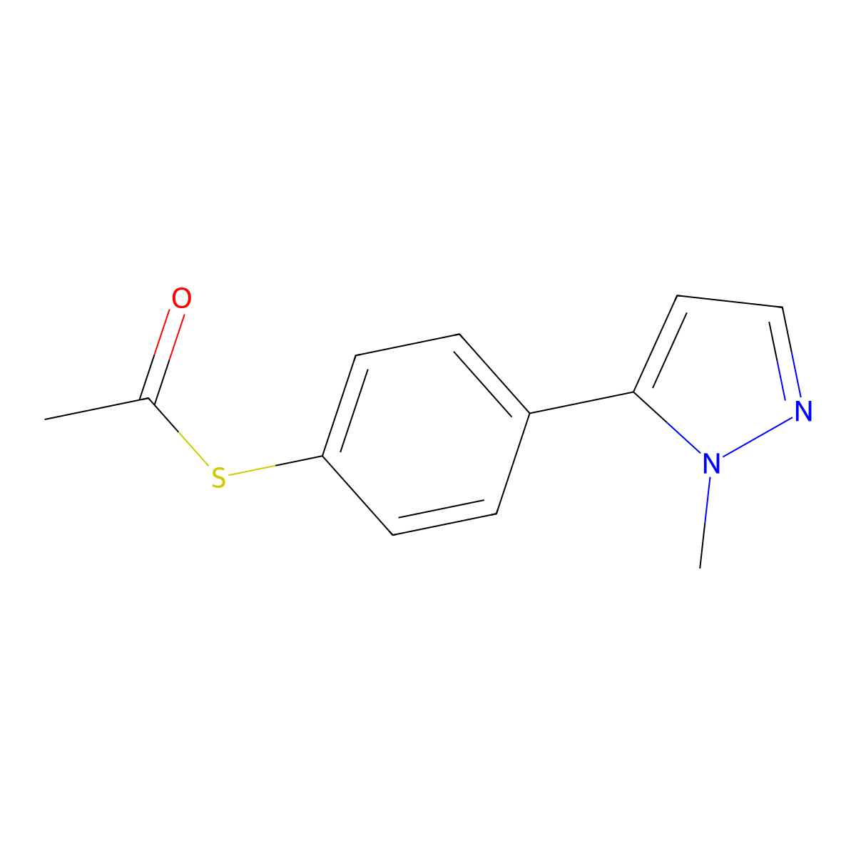 S-[4-(2-Methylpyrazol-3-yl)phenyl] ethanethioate molecular structure, CAS 1159186-64-7