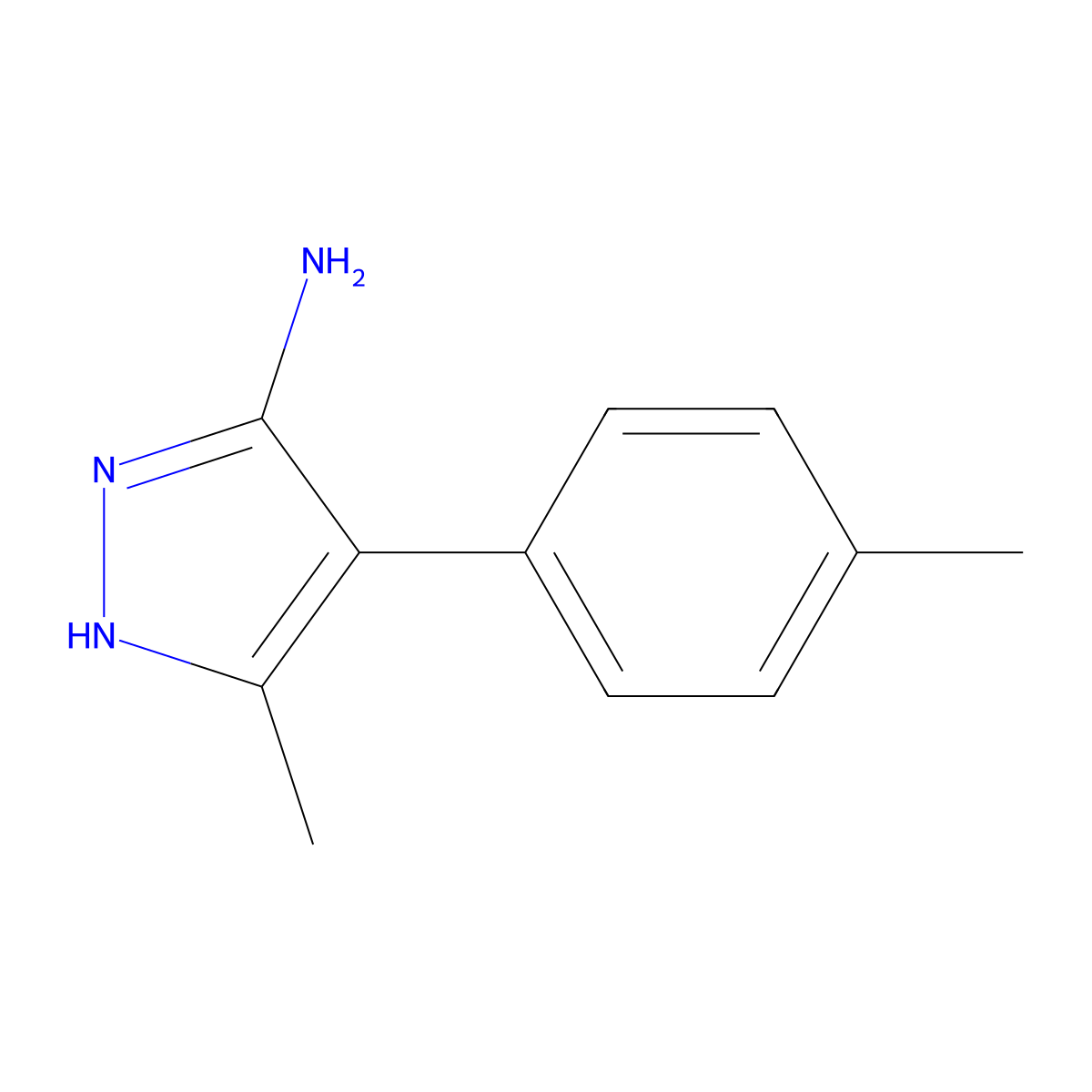 3-Methyl-4-(4-methylphenyl)-1H-pyrazol-5-amine molecular structure, CAS 1159187-59-3