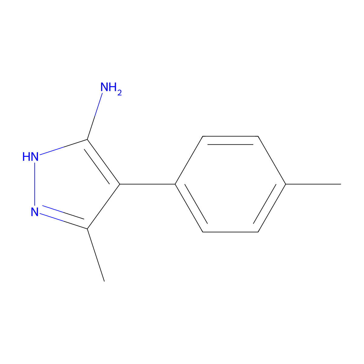 3-Methyl-4-(4-methylphenyl)-1H-pyrazol-5-amine molecular structure, CAS 1159187-59-3