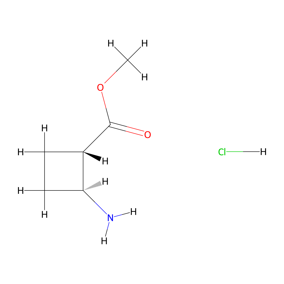 trans-2-Aminocyclobutane-1-carboxylic acid methyl ester hydrochloride molecular structure, CAS 1159279-83-0