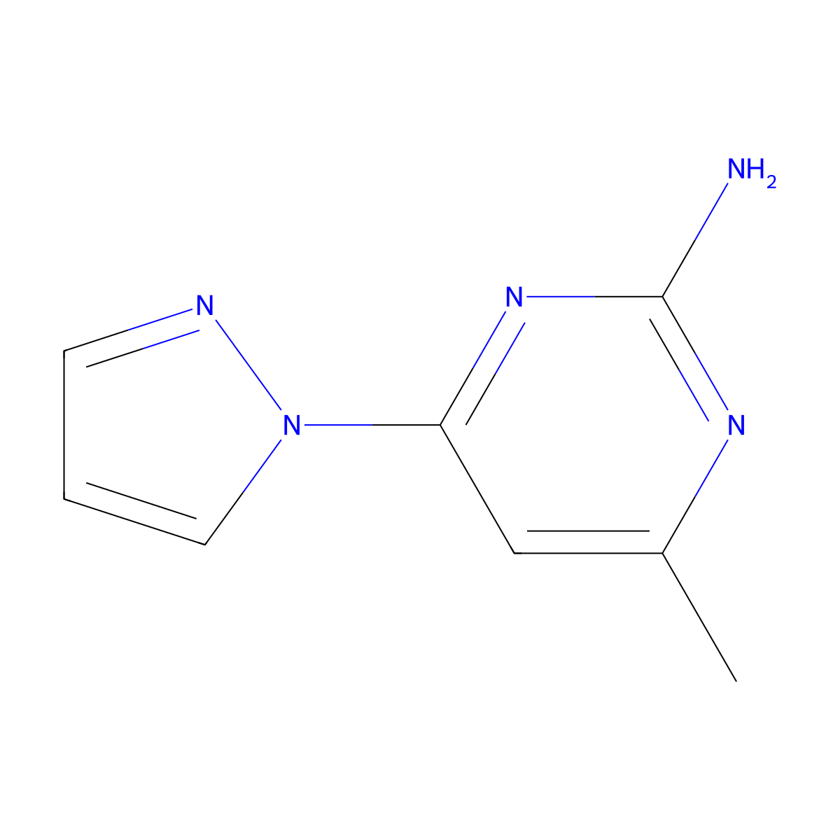 4-Methyl-6-(1H-pyrazol-1-yl)pyrimidin-2-amine molecular structure, CAS 115930-69-3