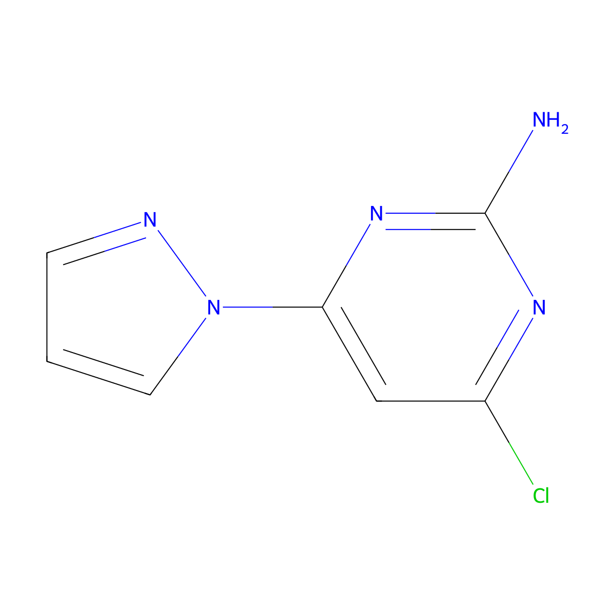 4-chloro-6-(1H-pyrazol-1-yl)pyrimidin-2-amine molecular structure, CAS 115930-71-7