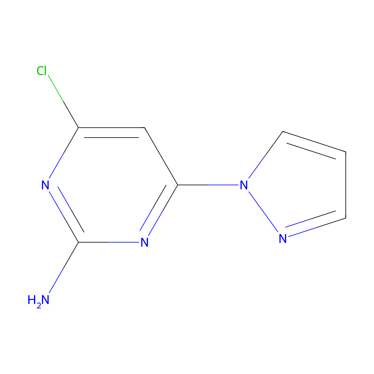 4-chloro-6-(1H-pyrazol-1-yl)pyrimidin-2-amine molecular structure, CAS 115930-71-7