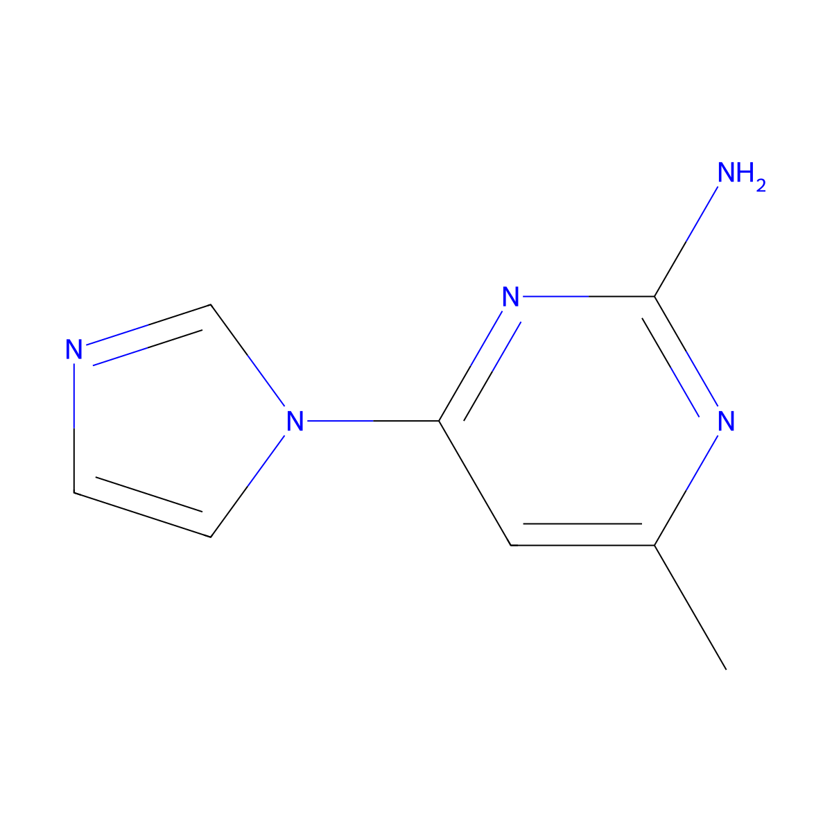 2-Amino-4-(1H-imidazol-1-yl)-6-methylpyrimidine molecular structure, CAS 115930-72-8