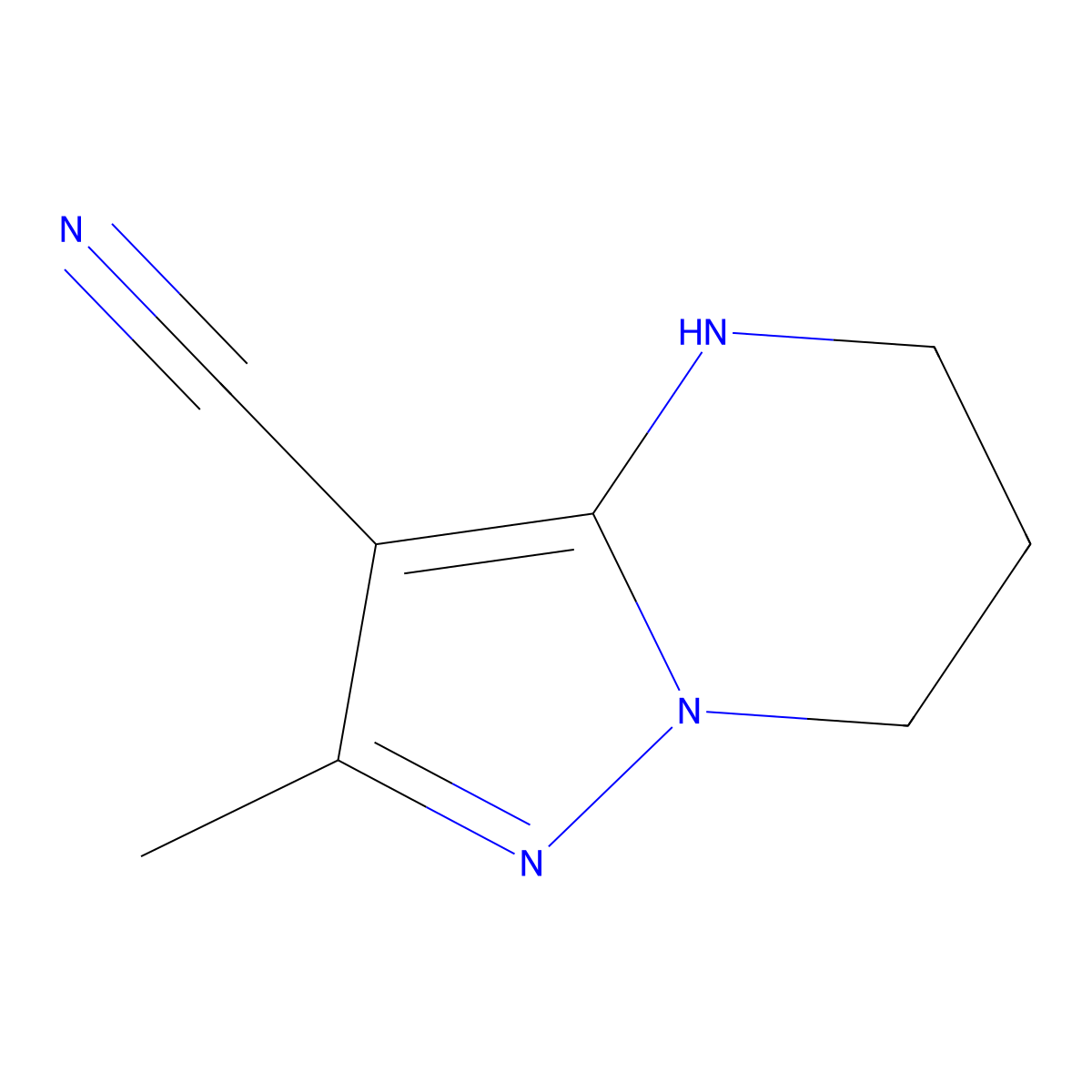 2-methyl-4H,5H,6H,7H-pyrazolo[1,5-a]pyrimidine-3-carbonitrile molecular structure, CAS 115931-35-6