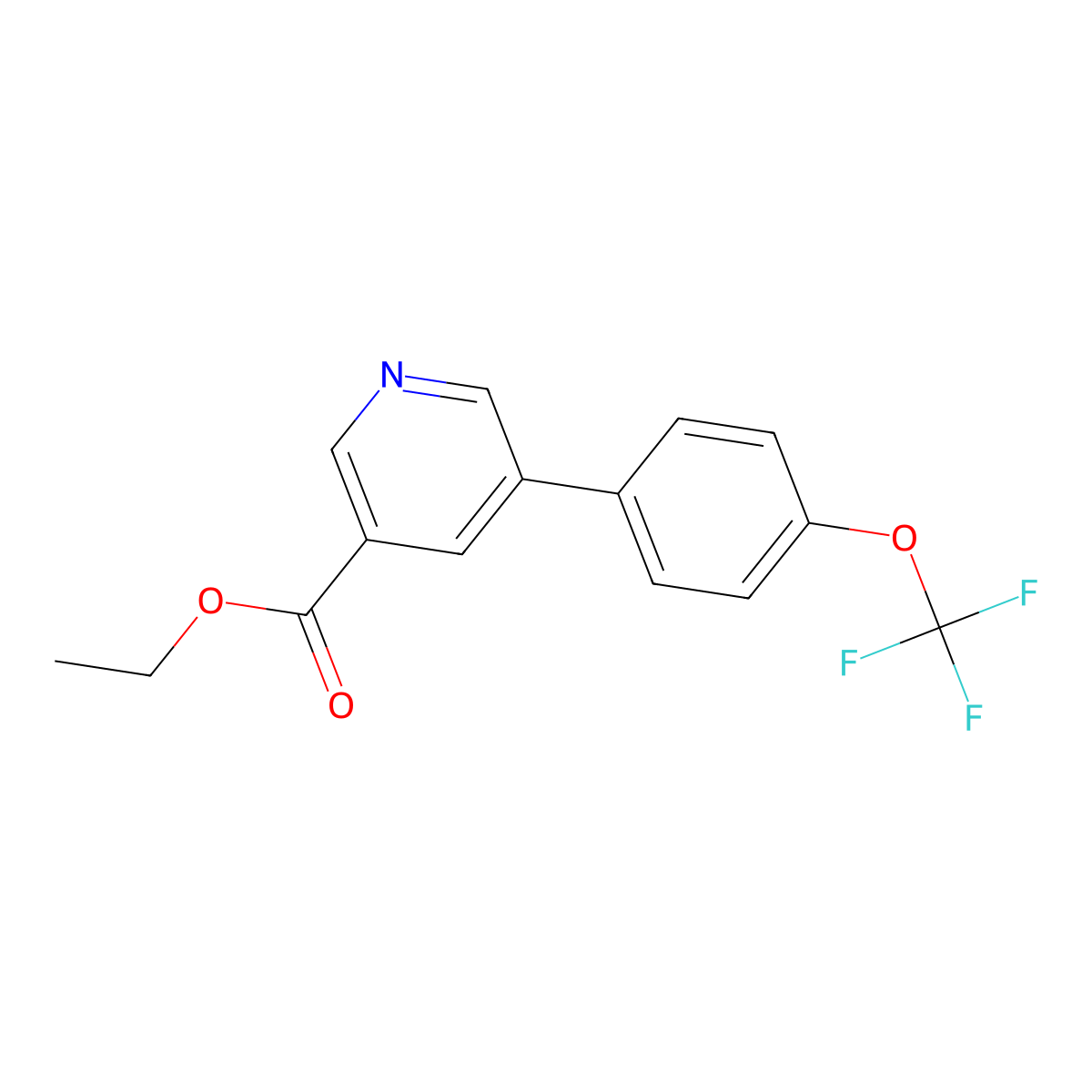 Ethyl 5-[4-(trifluoromethoxy)phenyl]pyridine-3-carboxylate molecular structure, CAS 1159318-12-3