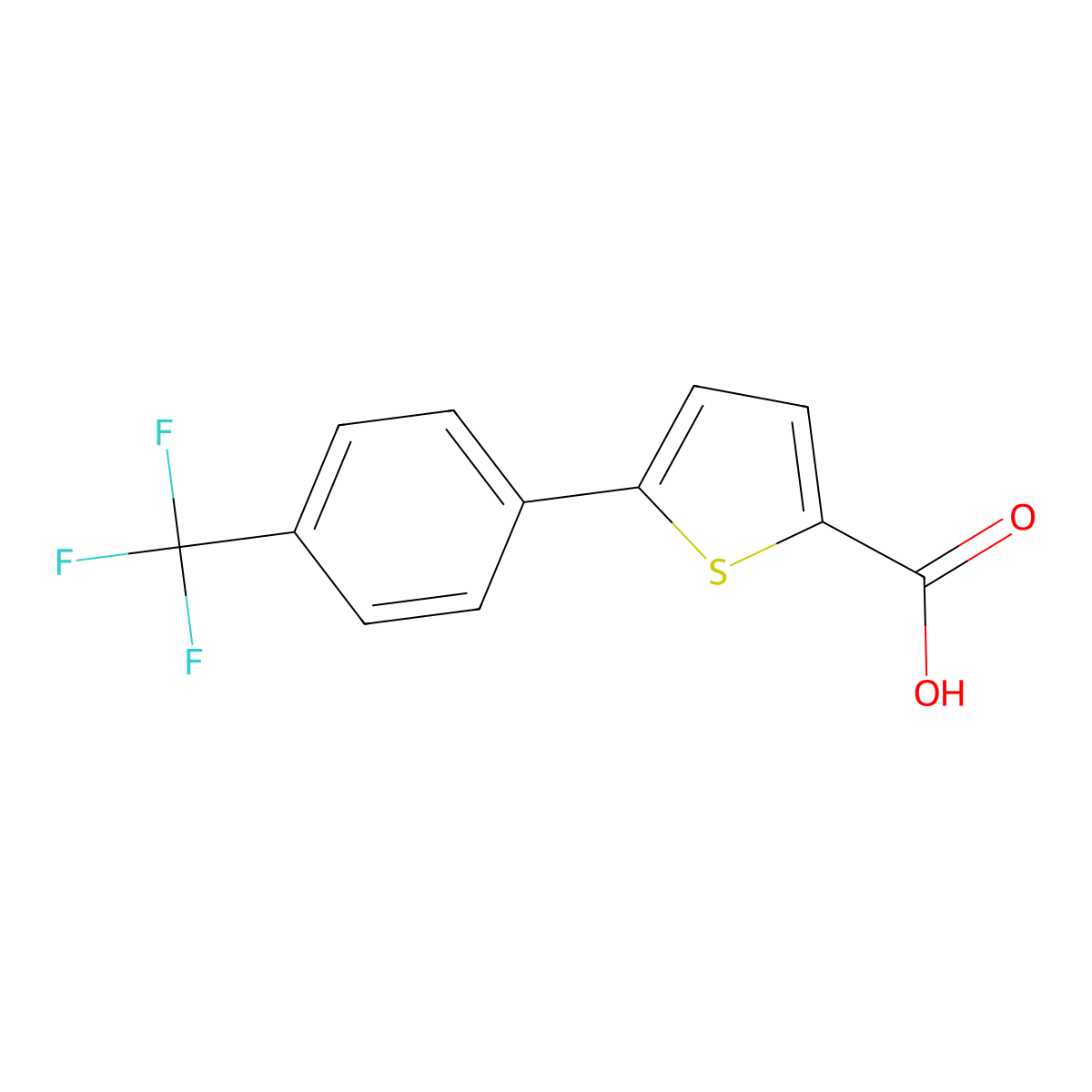 5-[4-(Trifluoromethyl)phenyl]thiophene-2-carboxylic acid molecular structure, CAS 115933-16-9