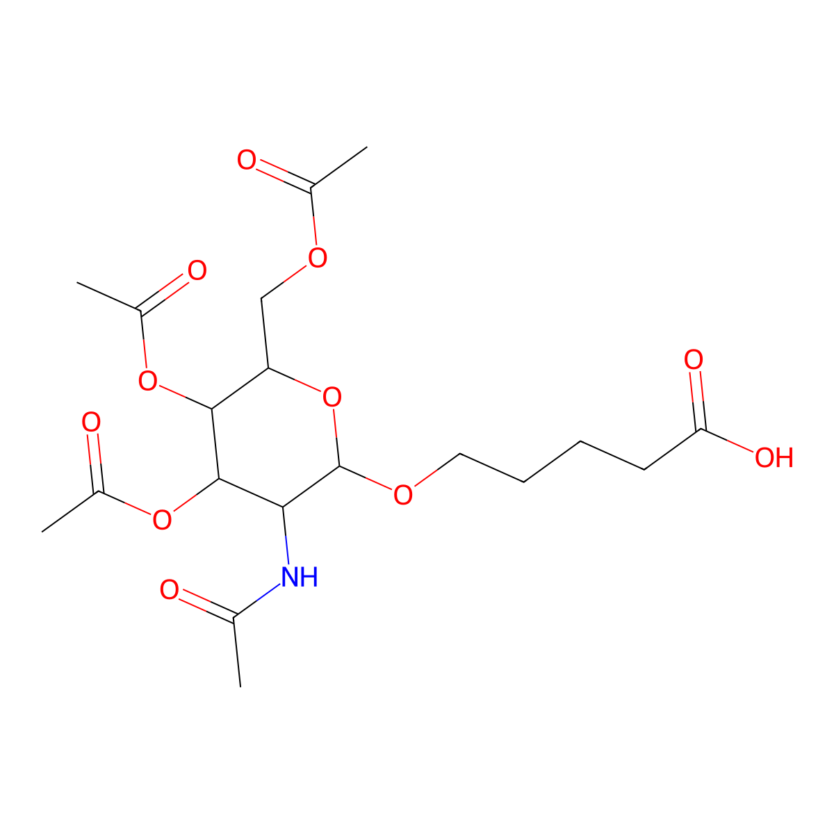 5-(((2R,3R,4R,5R,6R)-4,5-bis(acetyloxy)-6-((acetyloxy)methyl)-3-acetamidooxan-2-yl)oxy)pentanoic acid molecular structure, CAS 1159408-54-4