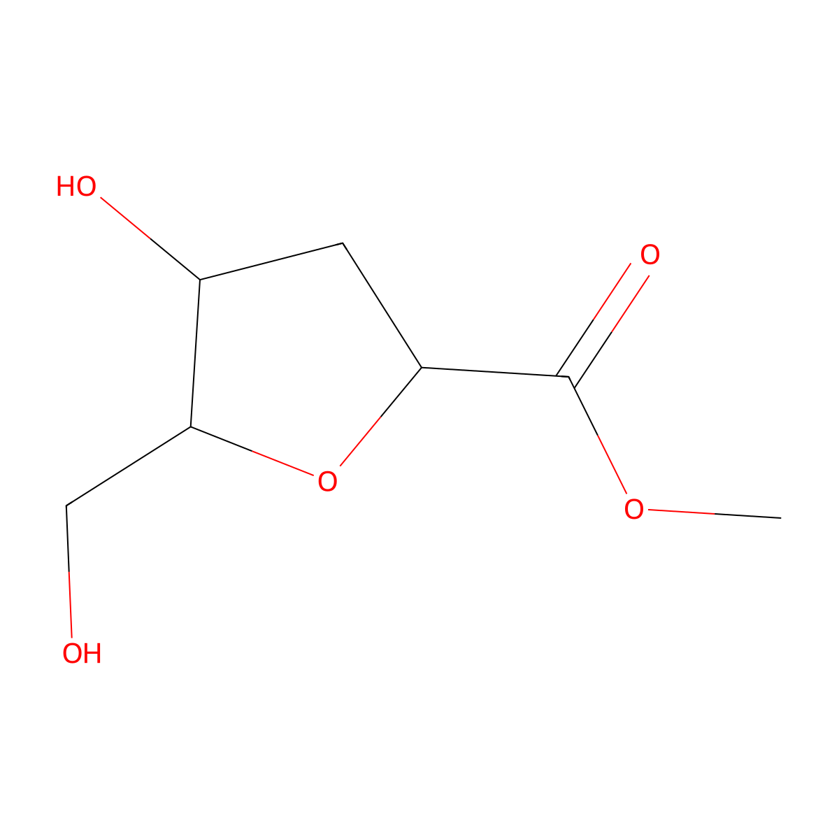 methyl (2R,4S,5R)-4-hydroxy-5-(hydroxymethyl)tetrahydrofuran-2-carboxylate molecular structure, CAS 115944-84-8