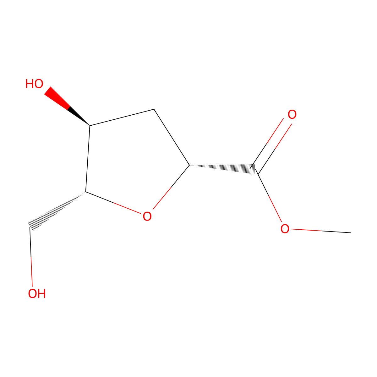 methyl (2R,4S,5R)-4-hydroxy-5-(hydroxymethyl)tetrahydrofuran-2-carboxylate molecular structure, CAS 115944-84-8