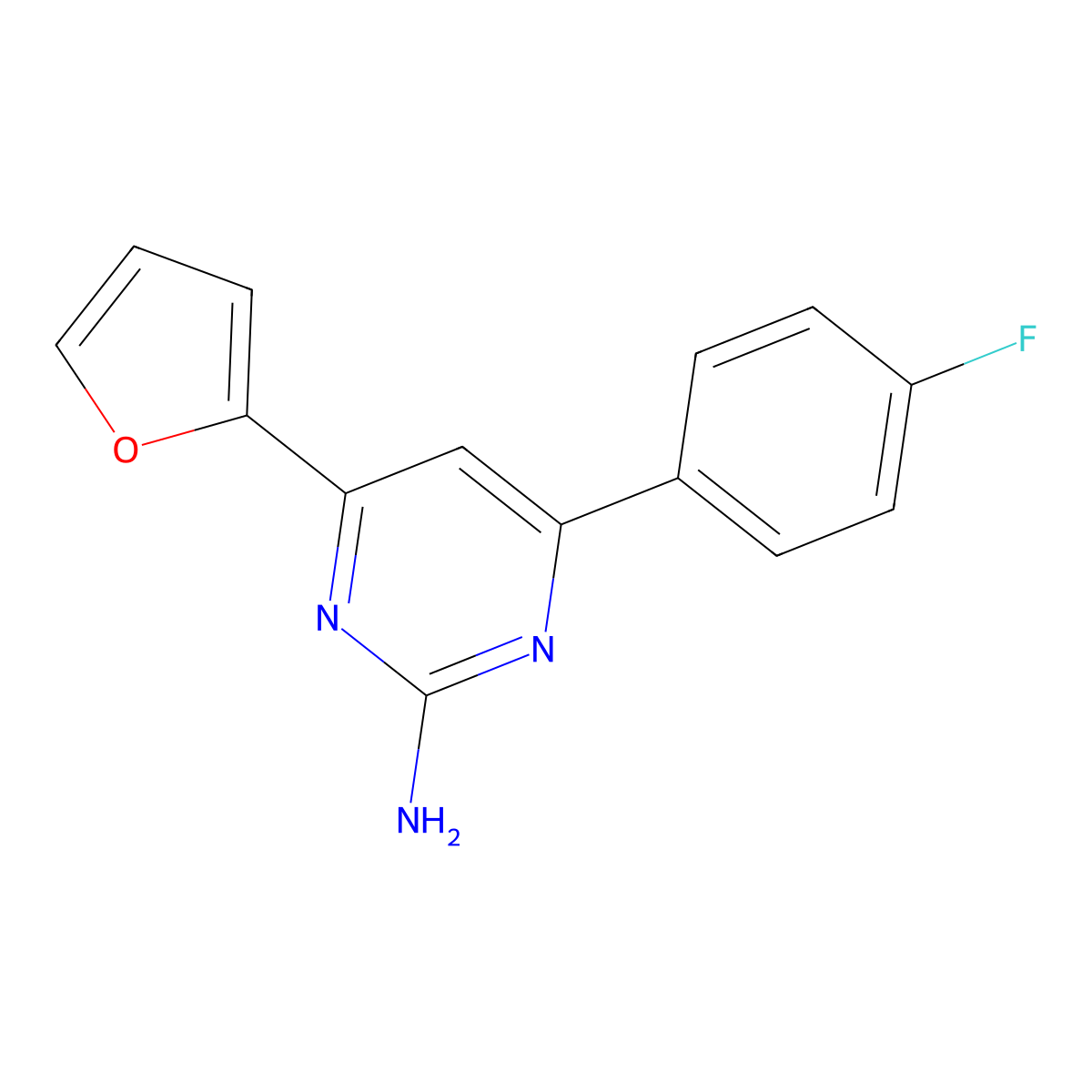 4-(4-Fluorophenyl)-6-(furan-2-yl)pyrimidin-2-amine molecular structure, CAS 1159506-06-5