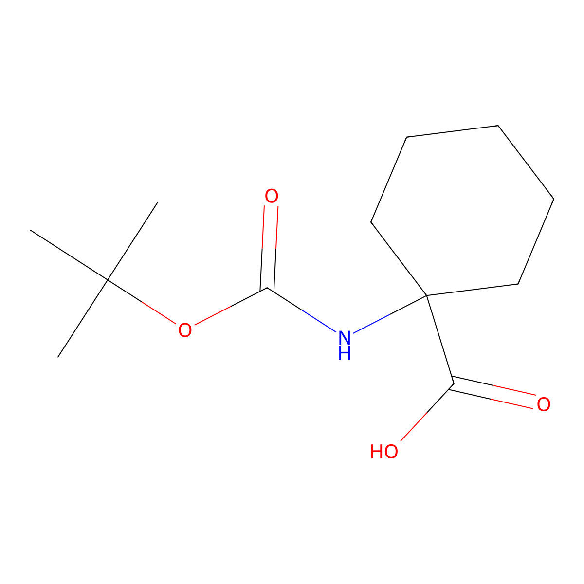 1-((Tert-butoxycarbonyl)amino)cyclohexanecarboxylic acid molecular structure, CAS 115951-16-1