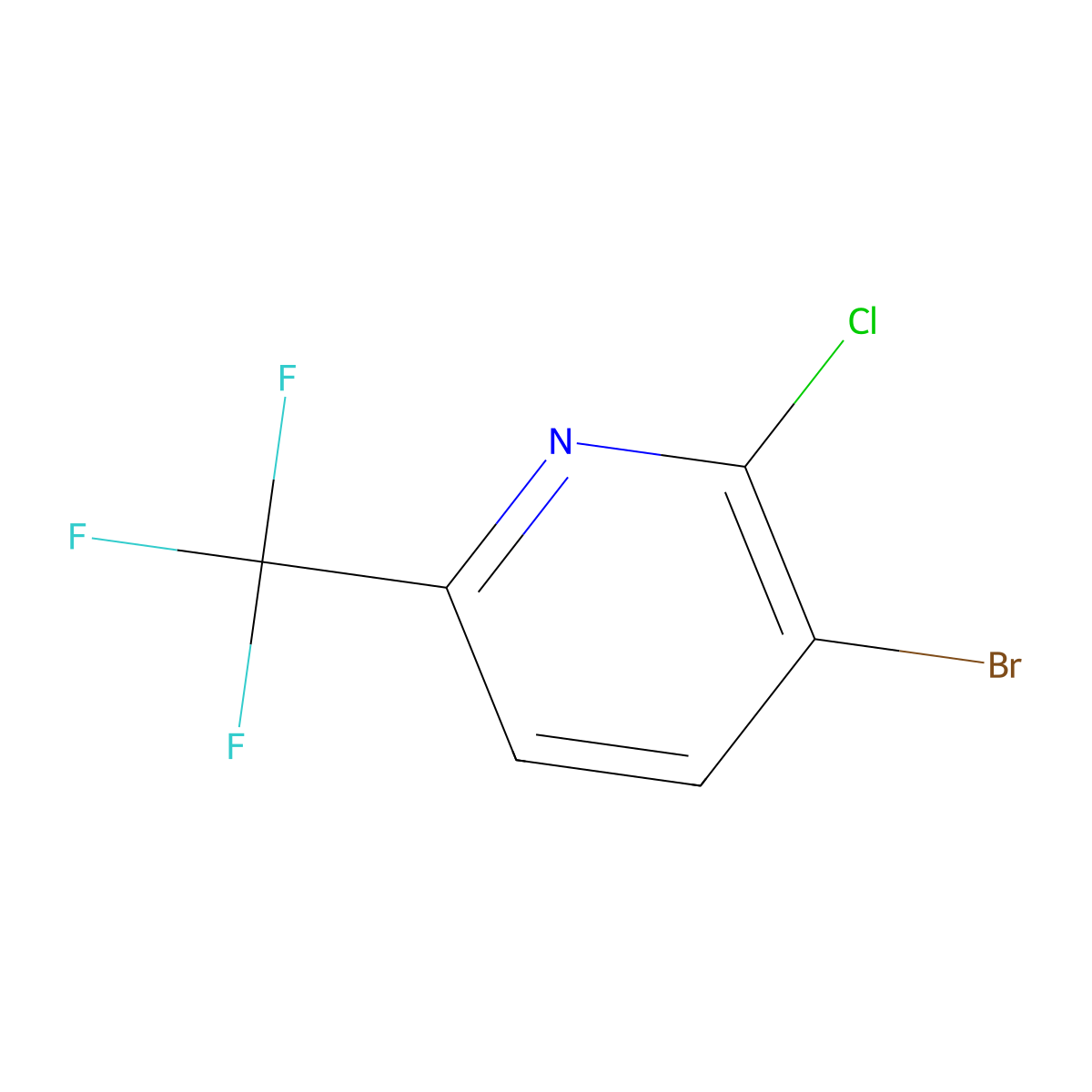 3-Bromo-2-chloro-6-(trifluoromethyl)pyridine molecular structure, CAS 1159512-34-1