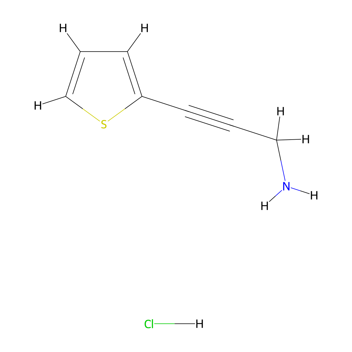 3-(Thiophen-2-yl)prop-2-yn-1-amine hydrochloride molecular structure, CAS 115955-65-2