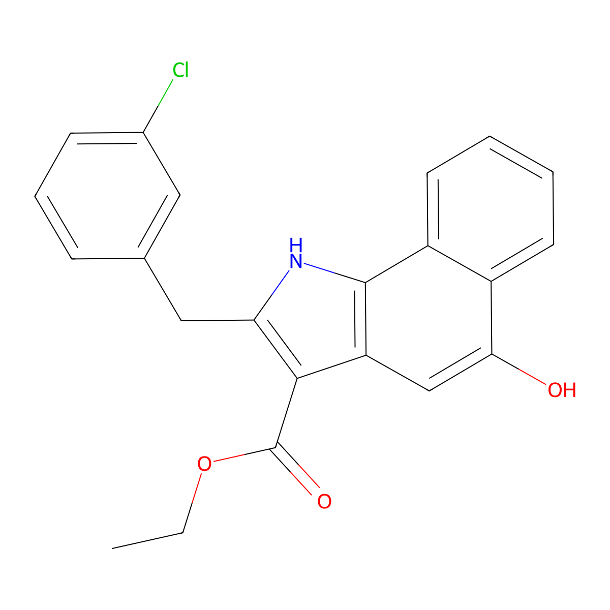ethyl 2-[(3-chlorophenyl)methyl]-5-hydroxy-1H-benzo[g]indole-3-carboxylate molecular structure, CAS 1159576-98-3