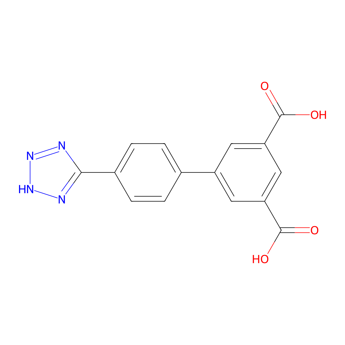 4'-(2H-Tetrazol-5-yl)-[1,1'-biphenyl]-3,5-dicarboxylicacid molecular structure, CAS 1159595-96-6
