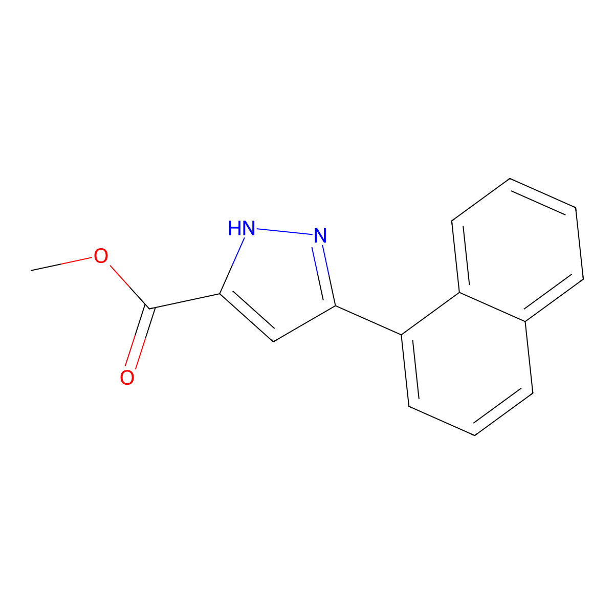 methyl 3-(naphthalen-1-yl)-1H-pyrazole-5-carboxylate molecular structure, CAS 1159596-87-8