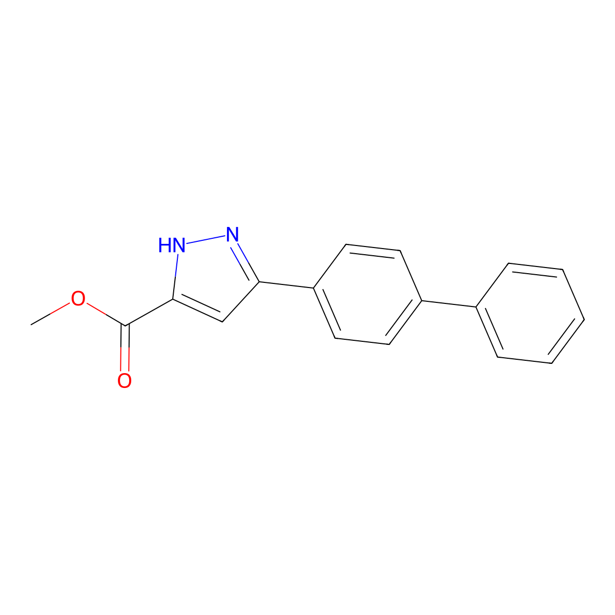 Methyl 5-[1,1'-biphenyl]-4-yl-1H-pyrazole-3-carboxylate molecular structure, CAS 1159596-88-9