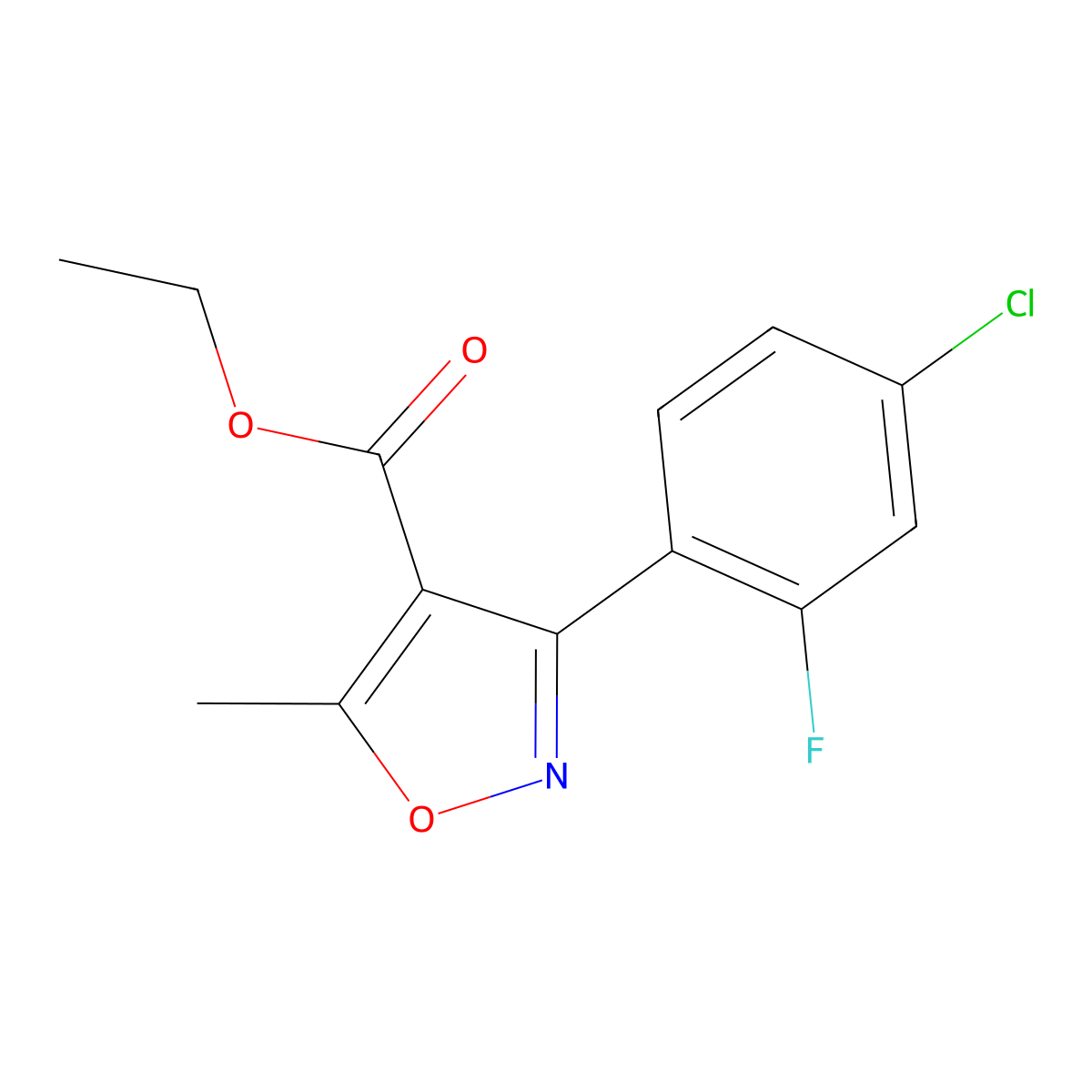 3-(4-Chloro-2-fluoro-phenyl)-5-methyl-isoxazole-4-carboxylic acid ethyl ester molecular structure, CAS 1159602-71-7