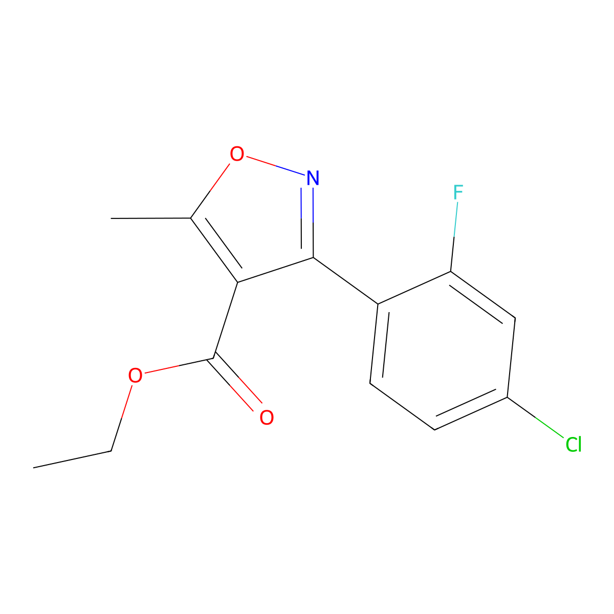 3-(4-Chloro-2-fluoro-phenyl)-5-methyl-isoxazole-4-carboxylic acid ethyl ester molecular structure, CAS 1159602-71-7