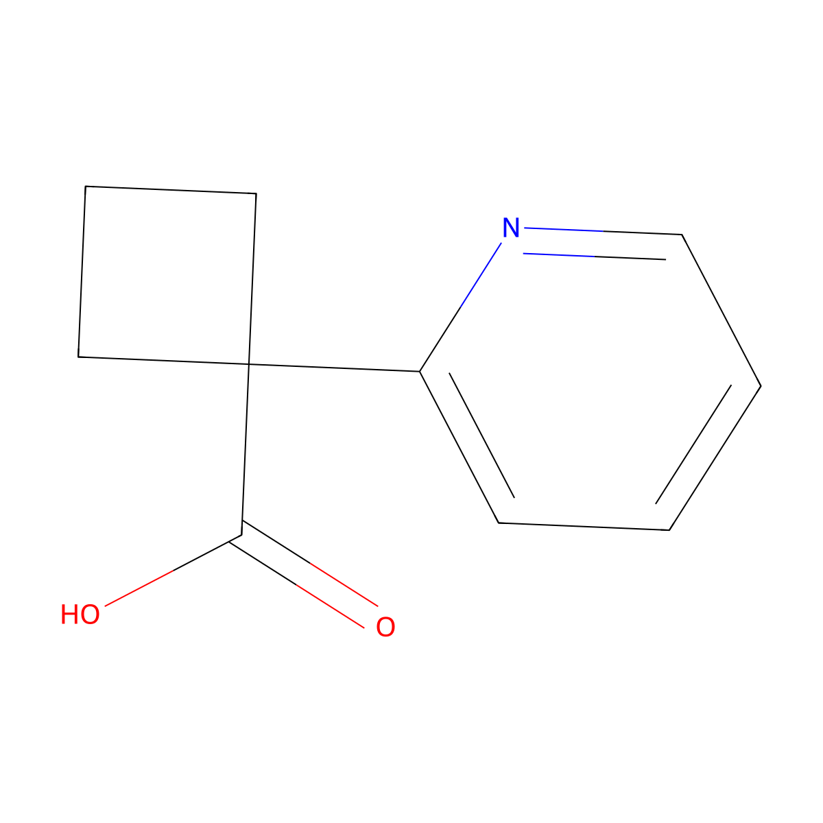 1-Pyridin-2-ylcyclobutanecarboxylic acid molecular structure, CAS 1159632-71-9