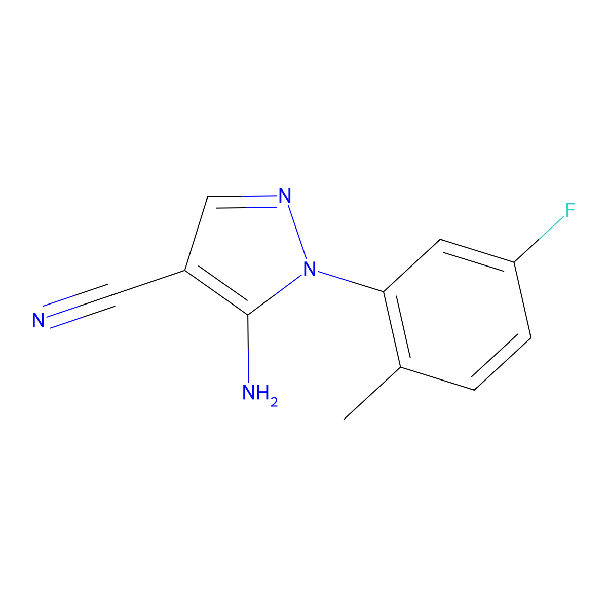 5-amino-1-(5-fluoro-2-methylphenyl)-1H-pyrazole-4-carbonitrile molecular structure, CAS 1159678-19-9