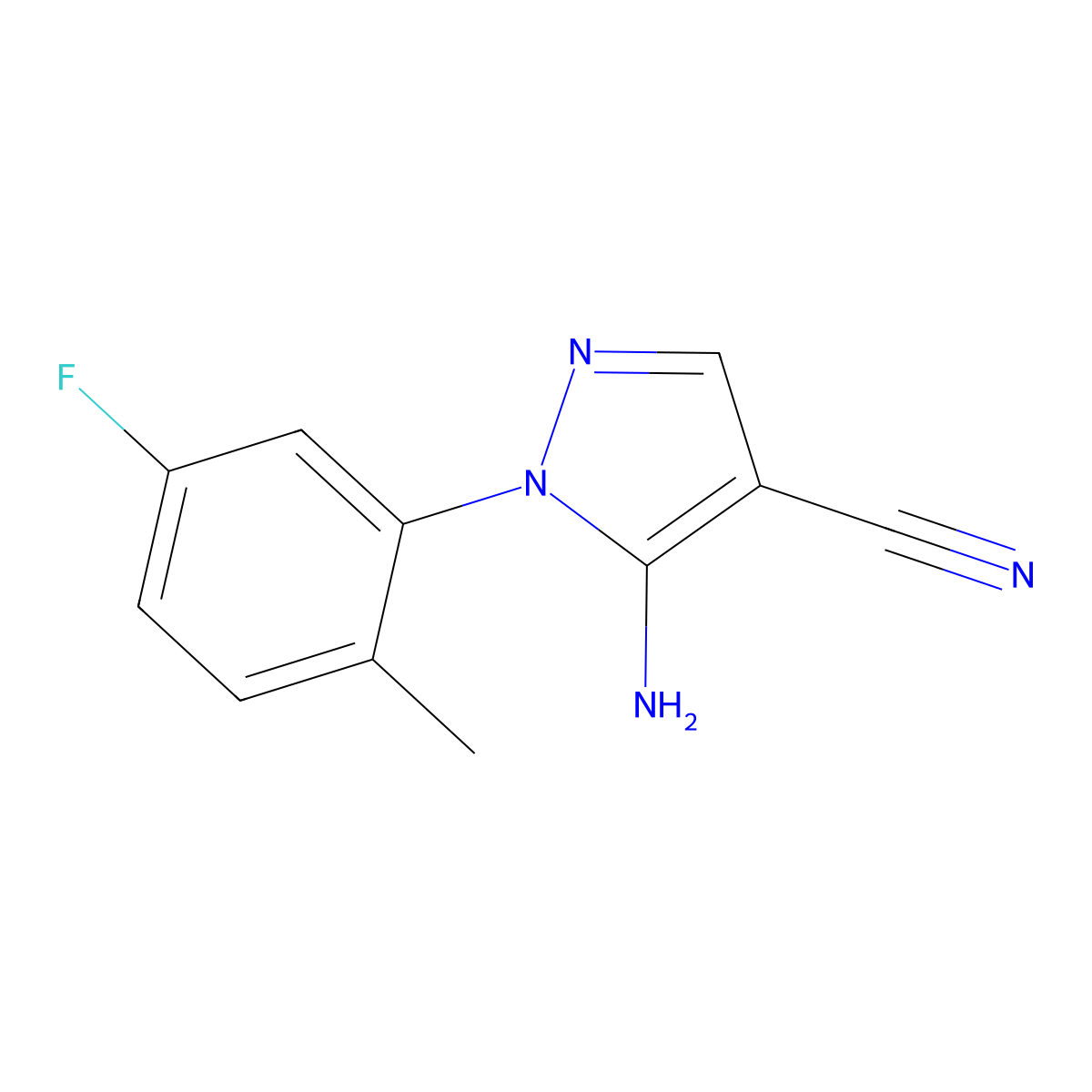 5-amino-1-(5-fluoro-2-methylphenyl)-1H-pyrazole-4-carbonitrile molecular structure, CAS 1159678-19-9