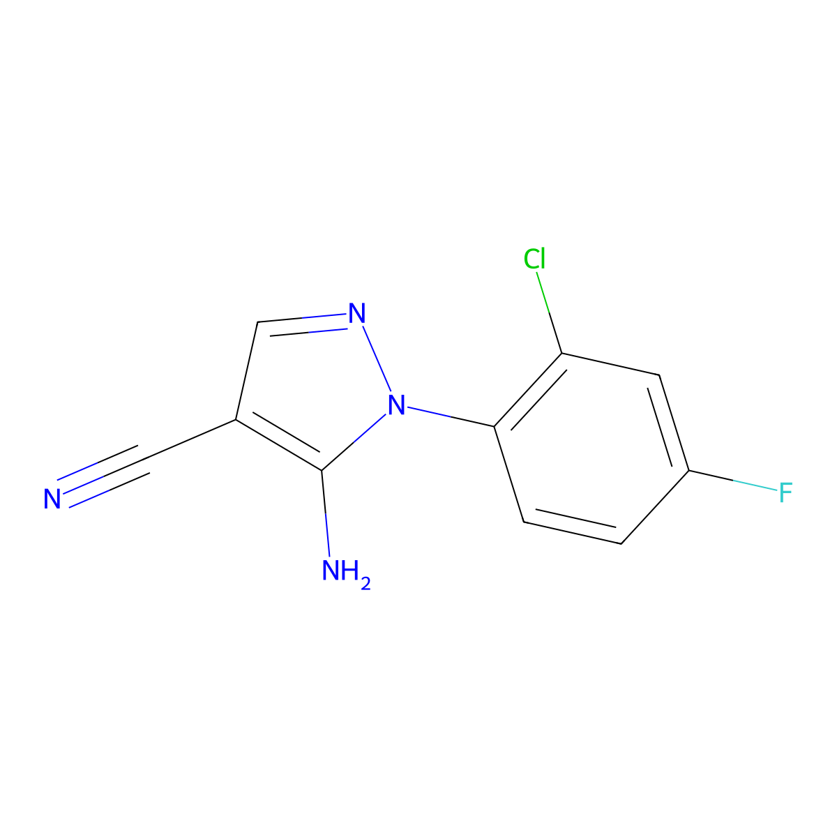 5-Amino-1-(2-chloro-4-fluoro-phenyl)-1H-pyrazole-4-carbonitrile molecular structure, CAS 1159678-22-4