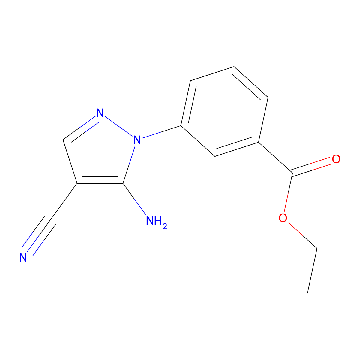 ethyl 3-(5-amino-4-cyano-1H-pyrazol-1-yl)benzoate molecular structure, CAS 1159678-36-0