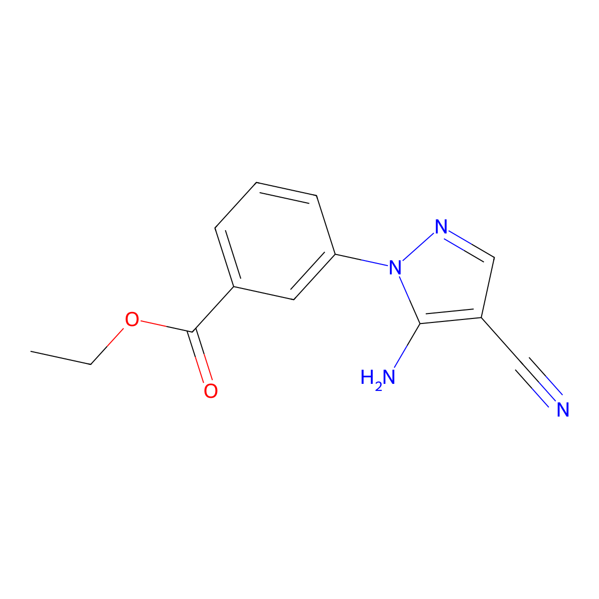 ethyl 3-(5-amino-4-cyano-1H-pyrazol-1-yl)benzoate molecular structure, CAS 1159678-36-0