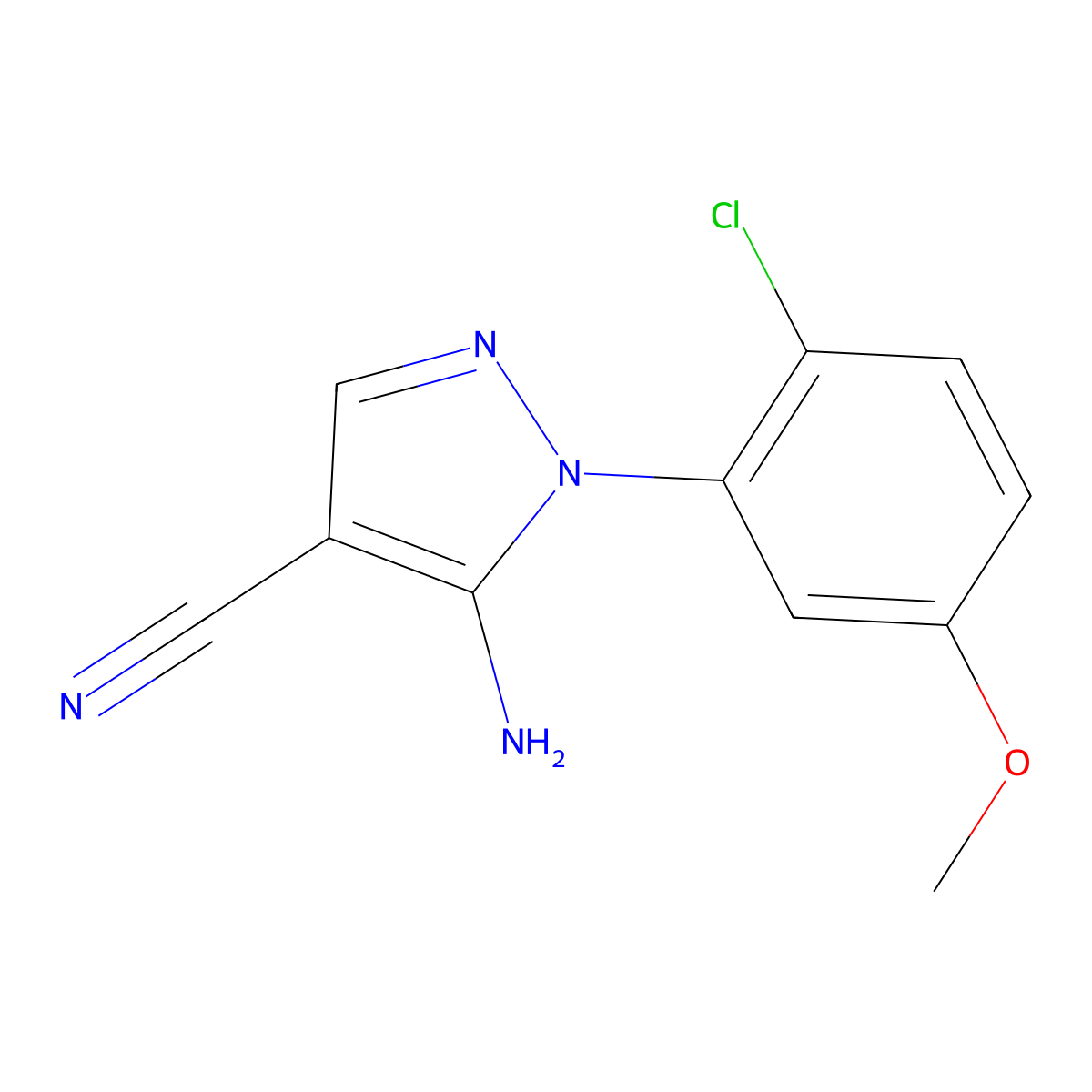 5-Amino-1-(2-chloro-5-methoxy-phenyl)-1H-pyrazole-4-carbonitrile molecular structure, CAS 1159678-56-4