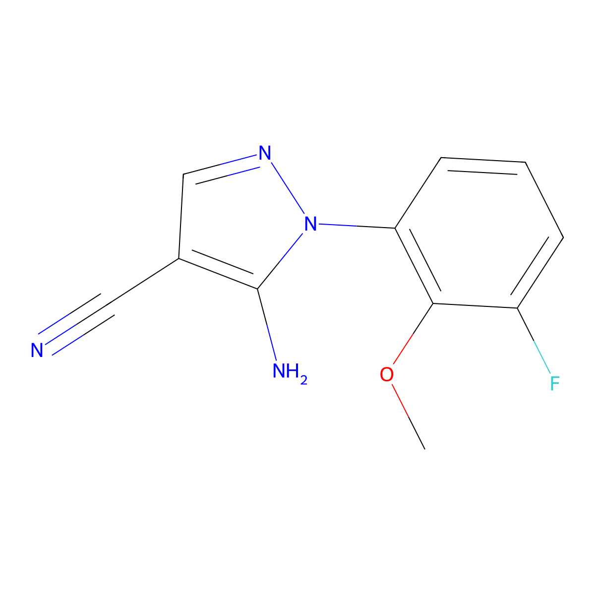 5-Amino-1-(3-fluoro-2-methoxy-phenyl)-1H-pyrazole-4-carbonitrile molecular structure, CAS 1159678-62-2